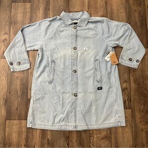 Vans Skate Distressed Denim Jacket Light Stonewash Women’s Size L Light Blue